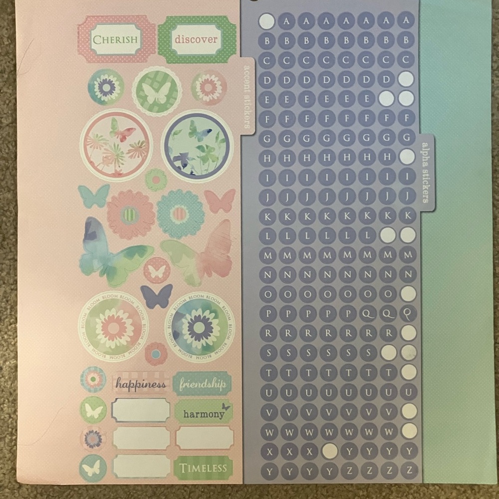 50 sheets scrapbook paper & 1 sheet partially used stickers